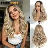 FREEDOM Synthetic Lace Front Wigs For Black Women 13x4 Free Part Body Wave Lace Wig 20" Ombre Brown Highlight Daily Party Wigs