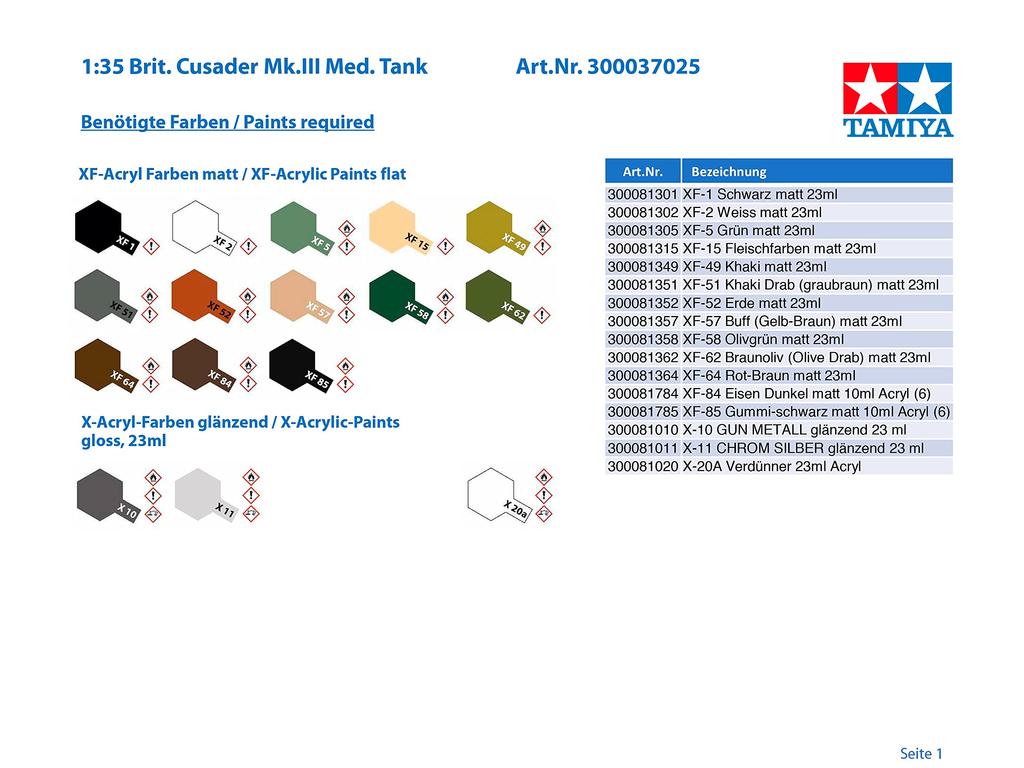Tamiya Italeri Series 25 British Crusader Cruiser Tank Plastic Model 37025 No. 1/35 Mk.3
