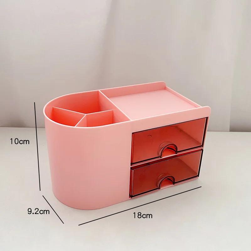 Simple Pen Holder With Drawer Multifunction Desktop Organizer Stationery Storage Box Student Office Desk Decorations