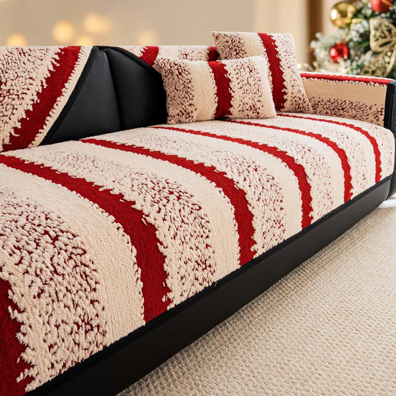 Strictly Selected New Year'S Festive Red Sofa Cushion Plush Autumn And Winter Thickened Seat Cushion Non-Slip New Atmosphere Cover