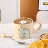 Light Luxury Ins Style Dinosaur Ceramic Cup Cute Mug with Lid Spoon Household High Value Coffee Cup Souvenir