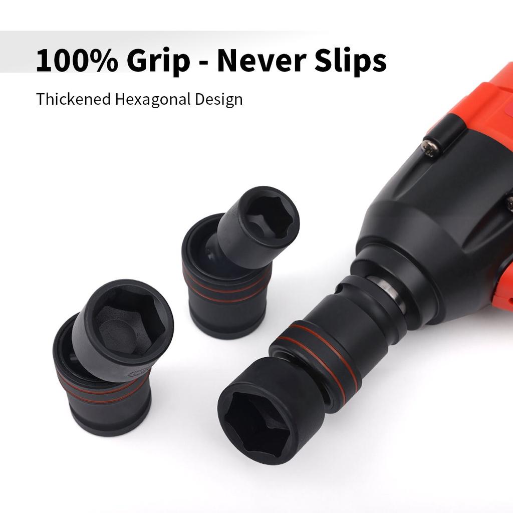 1/2inch Drive 10-24mm Universal Joint Hex Short Socket Electric Wrench Adapter 360°Swivel Impact Socket For Pneumatic Wrench