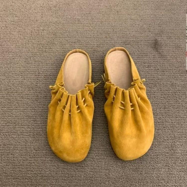 2025 Women's Summer Pleated Half Slippers: Versatile Lazy Sandals