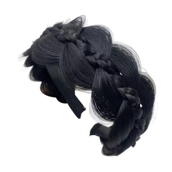 Braided Headband with Teeth Synthetic Heat-Resistant Fibers Realistic Human Hair Headband Secure Hair Fix Hair Hoop