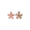Pink Zirconia Flower Copper Charms, Golden Plated DIY Jewelry Pendants for Earring Necklace Craft
