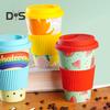 470ml Coffee Mug Decal Design Insulation Bamboo Fiber Degradable Water Cup for Travel