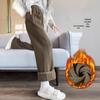 Women's Fleece-Lined Wide-Leg Pants, Extra Thick Cotton, Petite Straight-Leg, Autumn/Winter 2024
