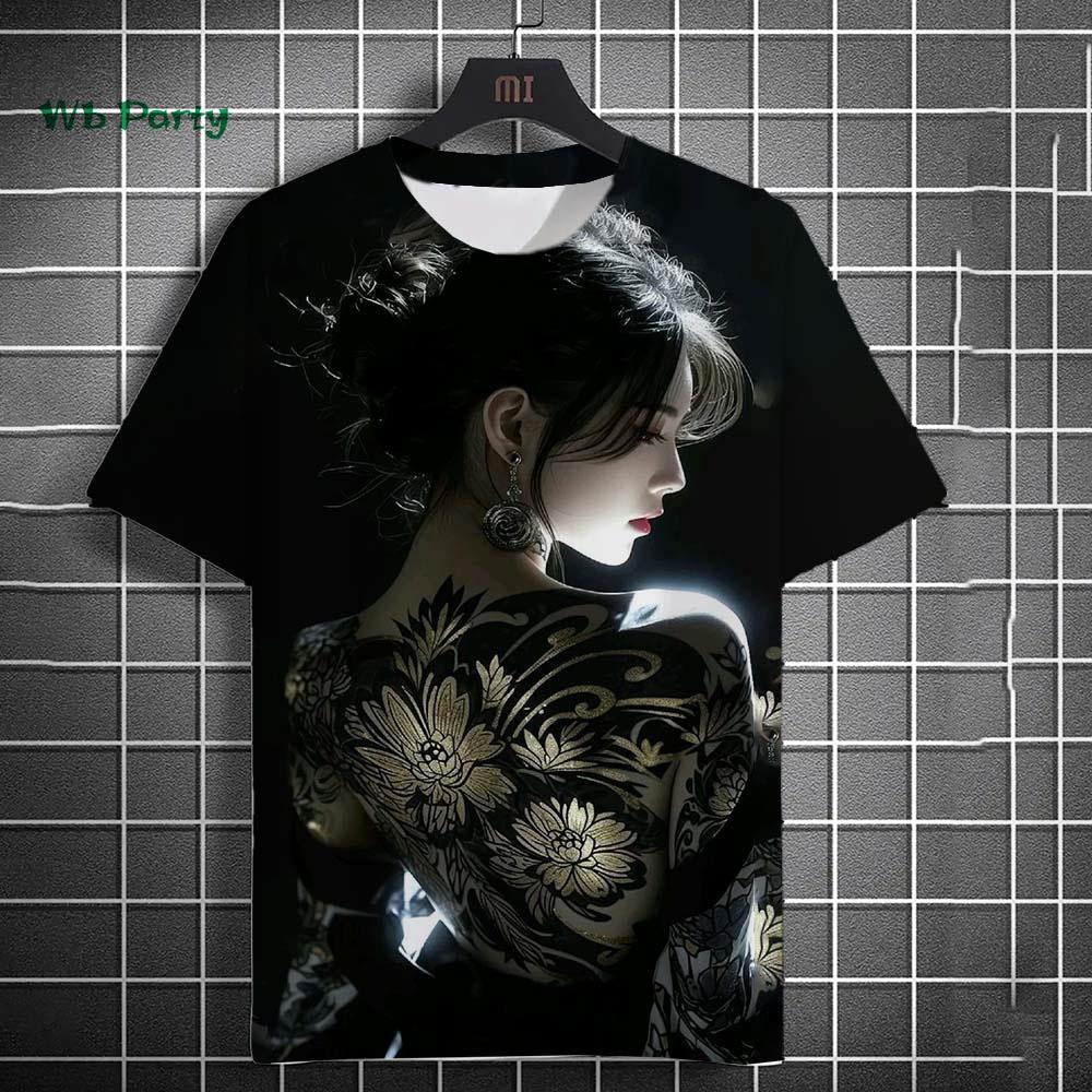 Japanese Manga Girl Style Print T-shirt 3D Print Men Short-Sleeved Tee Harajuku Tops Summer Oversized Men T-shirt Men's Clothing