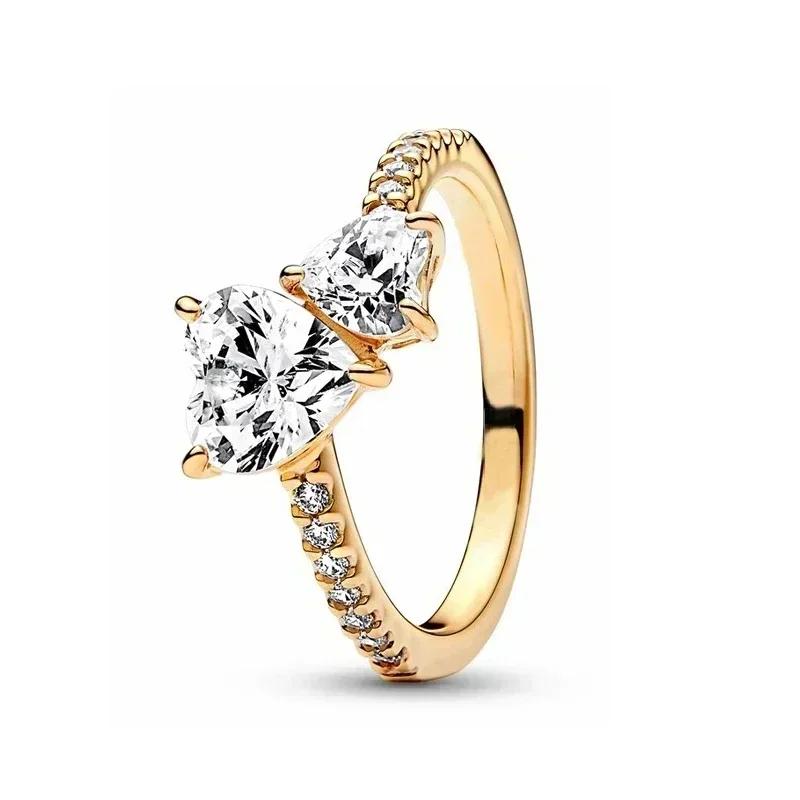 New 925 Sterling Silver Women's Classic Red Heart Crown Fashion Ring Valentine's Day Light Luxury Jewelry Romantic Gift