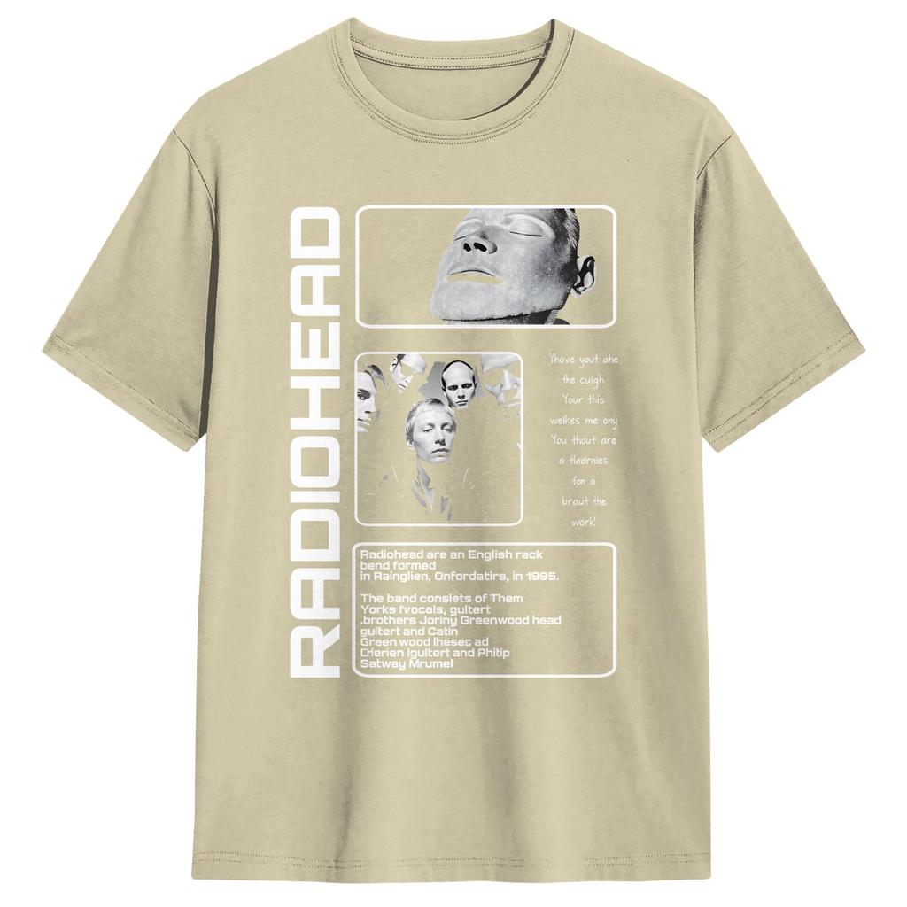 Mens TShirts Radiohead Band Vintage 100 Cotton Tees Short Sleeve T Shirt Round Collar Clothes Plus Size