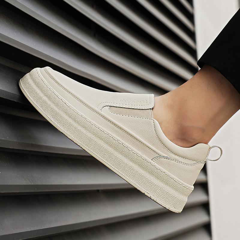 Men Shoes Black White Casual Men's Loafers Man Moccasins Shoes Genuine Leather Male Flats Fashion Luxury Business Shoes