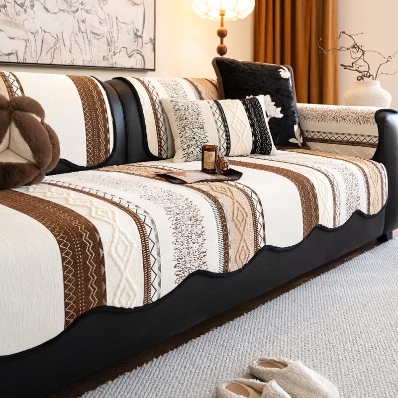 

1Pc Irregular Chenille Sofa Cover Non-Slip Retro Style Couch Cushion Mat Pets Kids Dust-Proof Seat Slipcover For Living Room 30x50 pillowcase 1pc