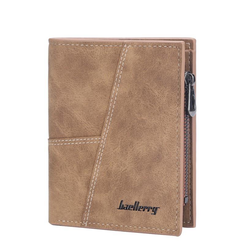 Wallet Men's Short Style European American Retro Multi Card Business Ticket Holder Vertical Zipper