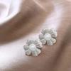 Vintage Floral Pearl Stud Earrings for Women - Elegant Petal Design with Light Luxury Appeal