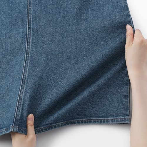 MUJI Damen Stretch Denim A-Linien-Rock, Blau, Größe L, BE1Z3A5A