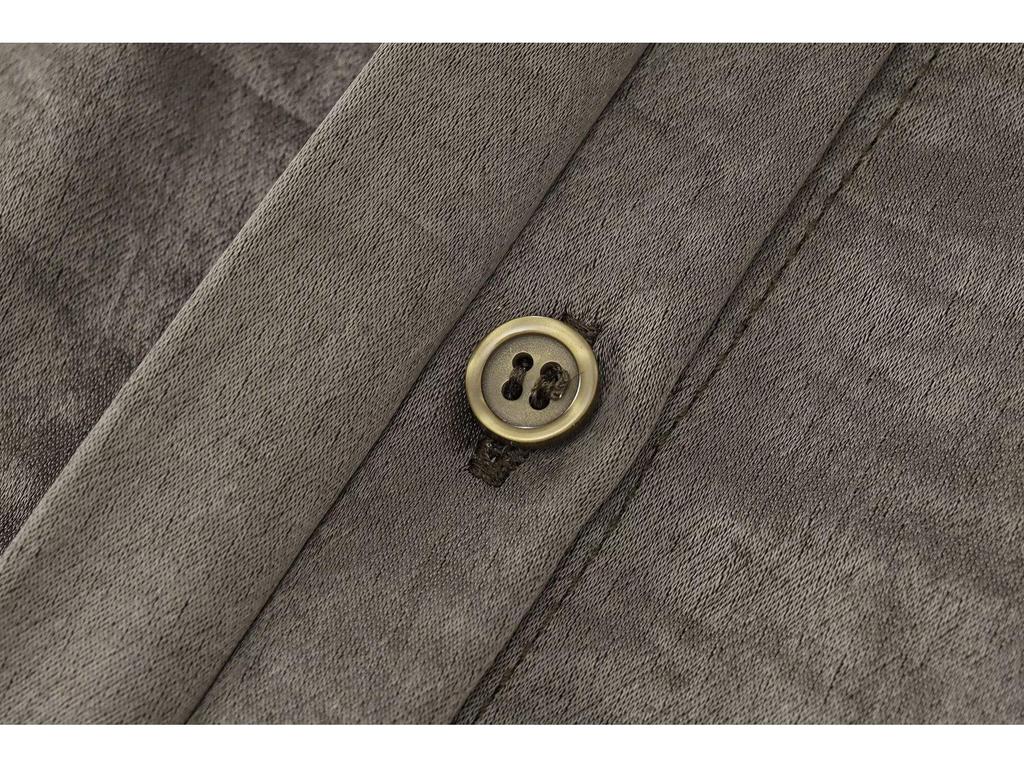 Satin Texture Long Sleeve Shirt with Pocket Decoration - 2024 European & American Fashion for Women