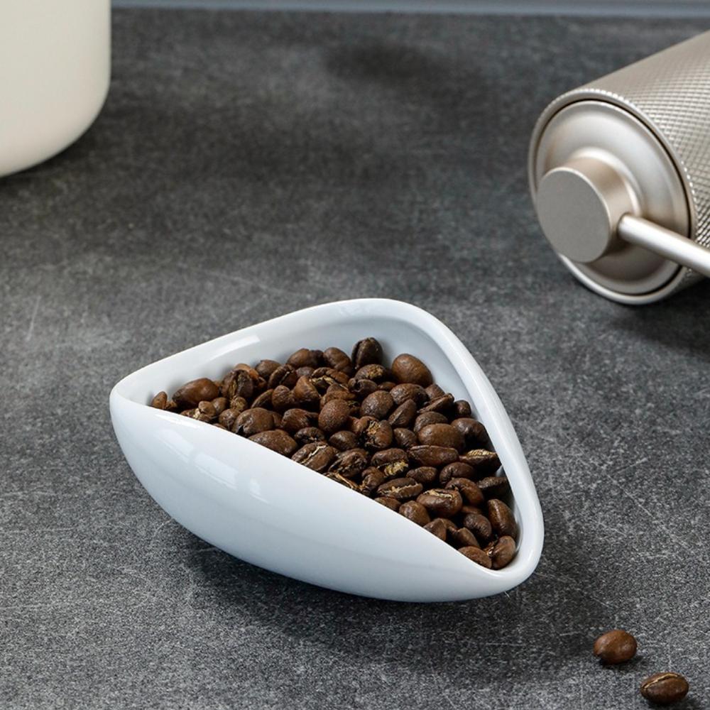 Coffee Bean Dosing Tray Ceramic Measuring Cup Bean Dish Display Plate for Raw/Roasted Bean Weighing & Sampling KFS-013