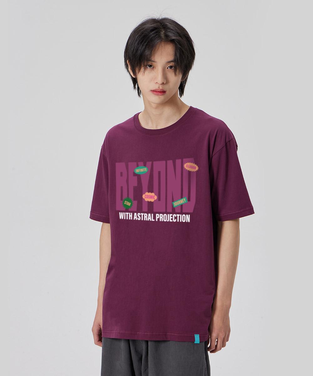 Astral Projection [Beyond With Astral] Cotton Loose Fit Short Sleeve T-Shirt_Plum Purple L