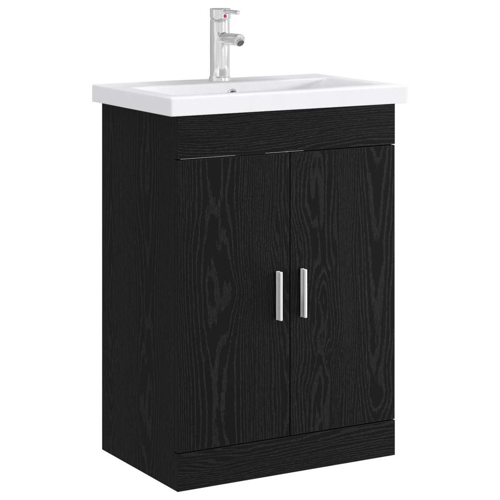 Bathroom Vanity Unit Black Oak 56 x 37.5 x 81 cm Particleboard