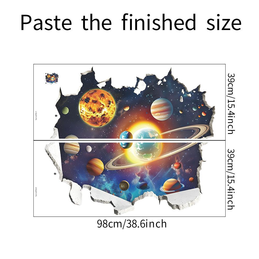 

Сломанная стена Планета Вселенная Детская спальня Домашний фон Стена Ландшафтный дизайн Декоративные настенные наклейки 39*98CM*2PCS/fun-L072