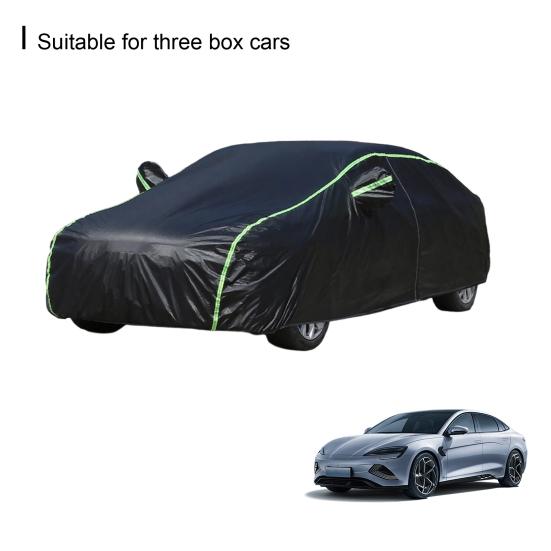 All Season Car Cover with Reflective Stripes Waterproof UV Reflective Snowproof Windproof Outdoor Vehicle Cover for Sun Rain Snow And Dust Universal