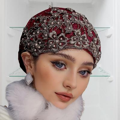 Breathable Lace Beading Turban Hat Summer Female Head Wraps Caps Muslim Women Headscarf Bonnet Ready To Wear Inner Hijabs