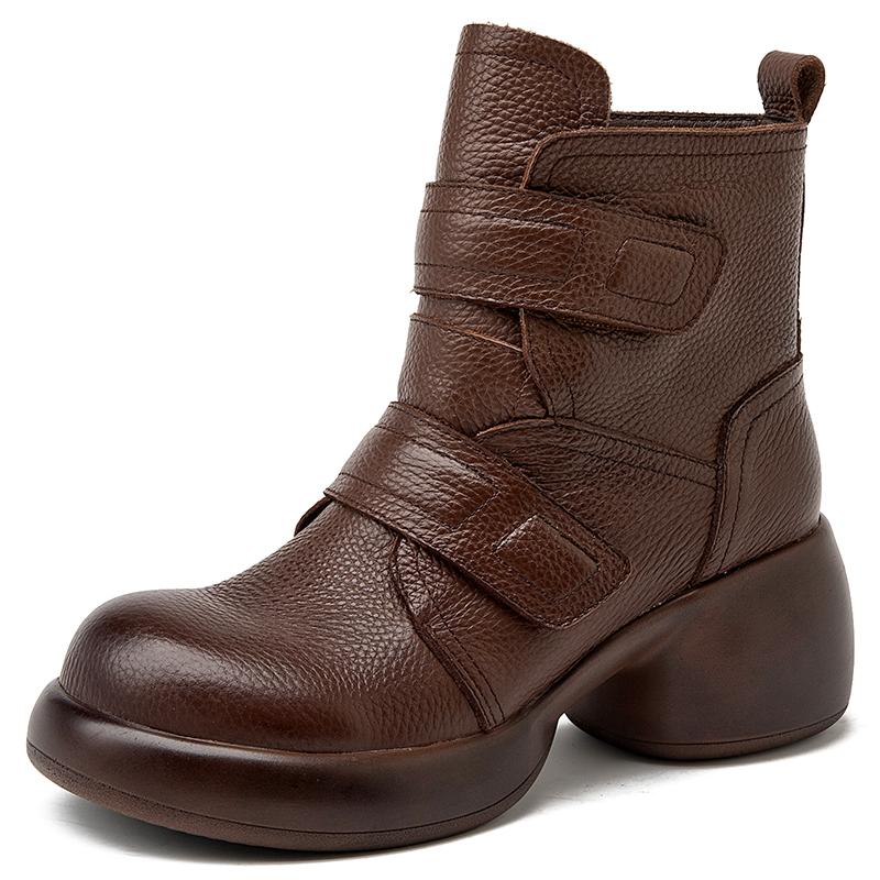 GKTINOO 2025 Women Thick Heel Ankle Boots Autumn Winter Warm Shoes High Quality Genuine Leather Chunky Platform Boots