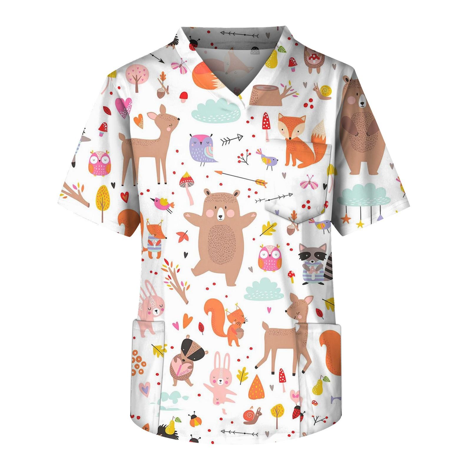 

Чоловіча нагрудна кишеня для доглядальника з принтом маленьких тварин і V-подібним вирізом XXXXL