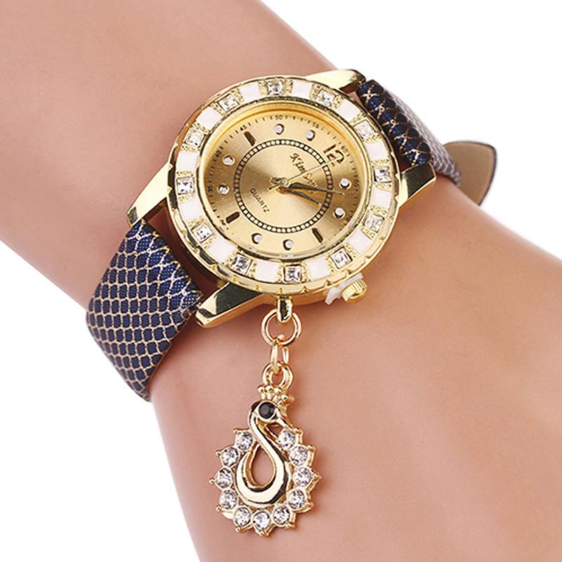 

Women Watch Quartz Wristwatch Swan Pendant Fashion Gift Clothing Accessories синій