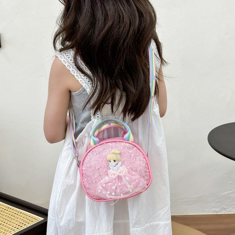 Bow Cartoon Cute Girl Pattern Childrens Shoulder Bag With Design Sequins