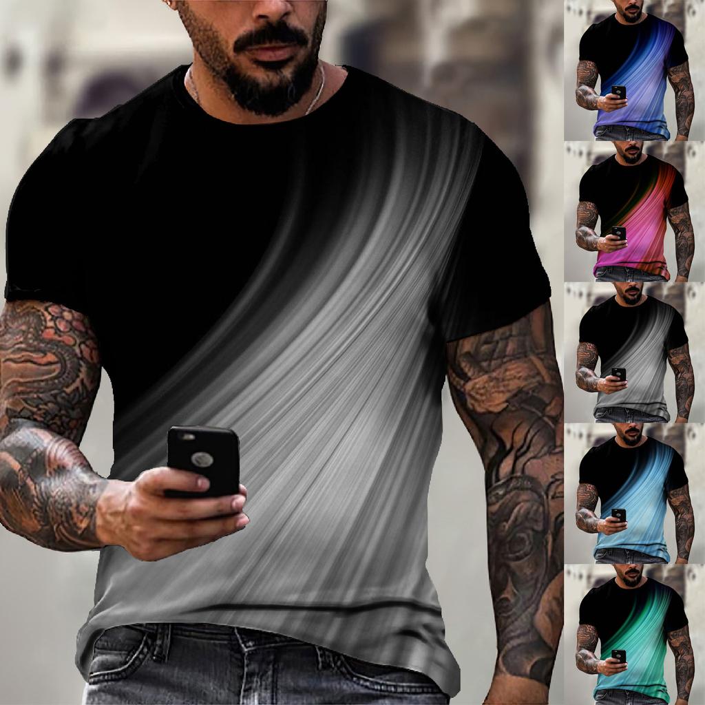 Men'S T-Shirt Short Sleeve Printed Summer Round Neck Top Trend Casual Sweatshirt