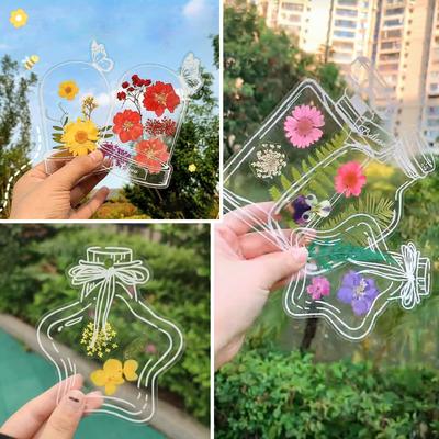 Transparente DIY-Lesezeichen, Lesezeichen mit Trockenblumen, Lesezeichen-Hersteller mit Blumen, Handgefertigtes DIY Transparentes Schönes Blumen-Seiten-Geschenk
