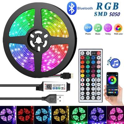 Chytré LED pásky 5050 44 kláves Bluetooth, Infračervené ovládání, RGB5050, Flexibilní 5V, Neonové led osvětlení pro dekoraci ložnice, Podsvícení TV