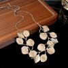 Metal Leaf Chain Pull Necklace European and American Personality Fashion Collarbone Chain Retro Exaggerated Design Jewelry