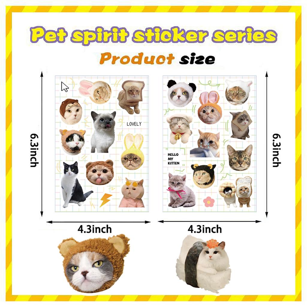 8 Cartoon Cute Cat Stickers Can Be Waterproof Diary Hand Account Stickers Gu Card Stickers DIY Decorative Stickers Stickers