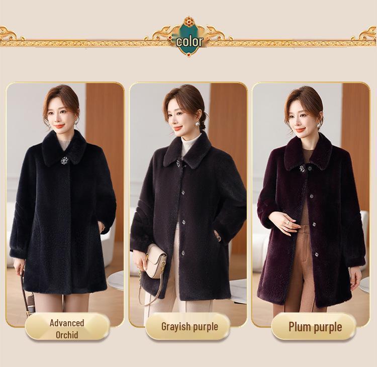 Mom's Stylish Long Winter Coat - Faux Fur, Warm, Noble Temperament, Wide-Bodied, for Middle-Aged Women