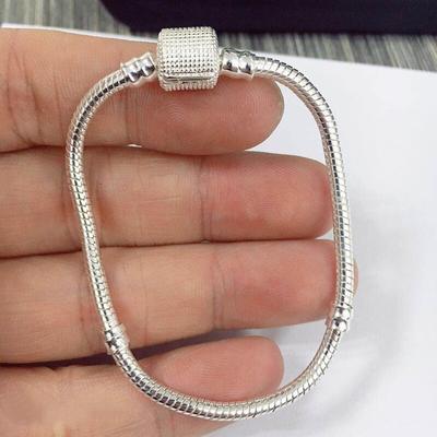 100 %925 Solid Silver Pave Heart Shape Snake Chain Fit Original Charm Bracelet For Women Girls Diy Jewelry Making