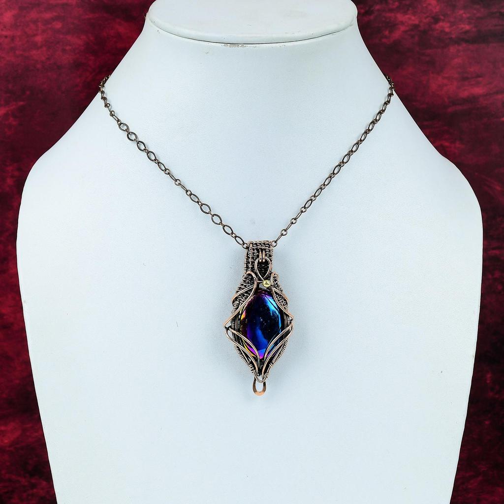 Mystic Fire Labradorite Pendant Copper Wire Wrapped Pendant Handmade Jewelry Gemstone Pendant Unique Copper Design Jewelry Pendant For Gifts