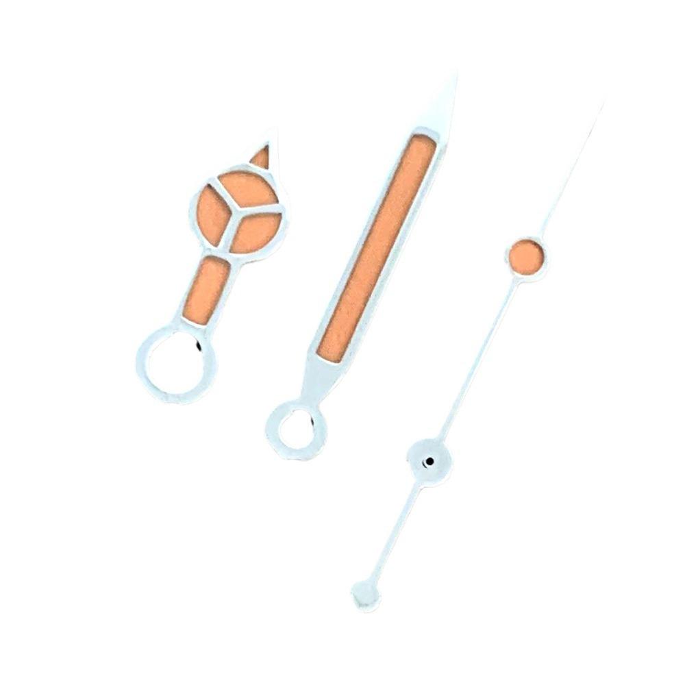 NH35/NH36 Silver Edge Mercedes Hands with Green Luminous Pointers for Watch Assembly.