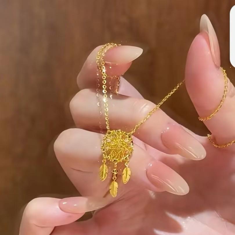 Gold Dream Catcher Tassel Necklace - Elegant Gift for Women On Qixi Valentine's Day