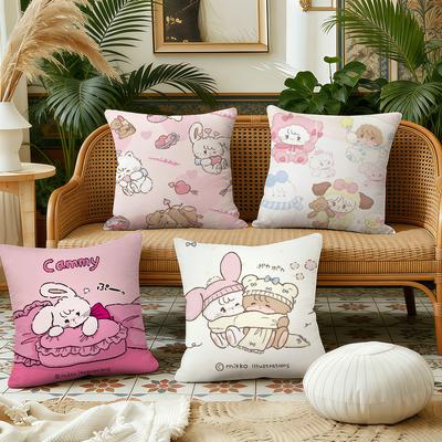 Kawaii MMikko Cute Cushion Cover Pillow Case Plush Fabric Soft Double Sided Print Sofa Cushion Cover Throw Pillow Covers