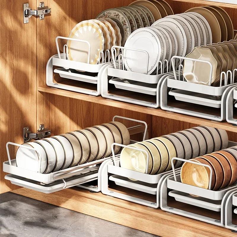 Dish Storage Rack Kitchen Shelves Utensils Organizer Kitchen Accessories Shelf Cutlery Organizer Useful Cabinet Organization