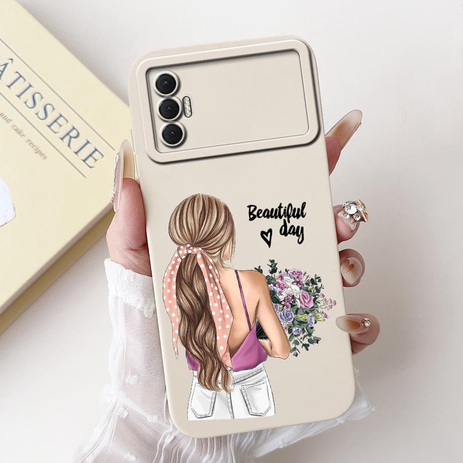Für Tecno Spark 8P Spark8P 8 P KG7 Hülle Abdeckung Weiches Silikon TPU Blume Schmetterling Girly Mode Malerei Handyhülle Stoßstange Fundas