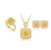 Flash Ice Flower Cut Sugar Cube Set Necklace High Carbon Diamond Pendant Yellow Diamond Ring Luxury Full Diamond Color Treasure Earrings Women