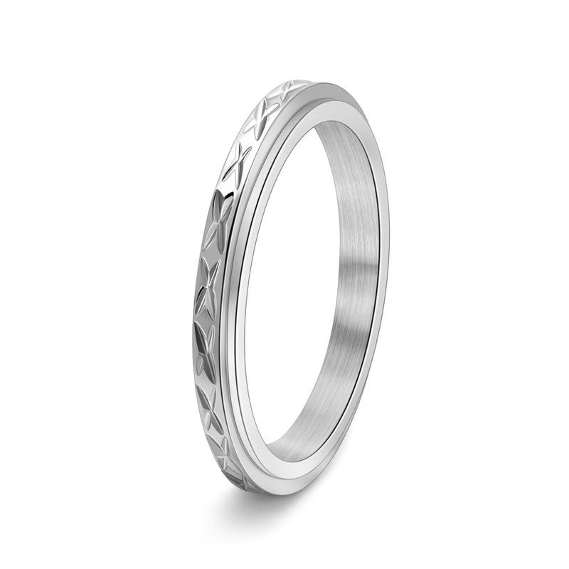 2025 Thin Faceted Spinner Ring Wedding Band for Women Girl Size 5-10