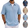 Herren Kurzarm-Poloshirt Gestrickt Halb-Reißverschluss Lässiges Oberteil mit Klassischem Kragen und Entspannter Passform für den Alltag