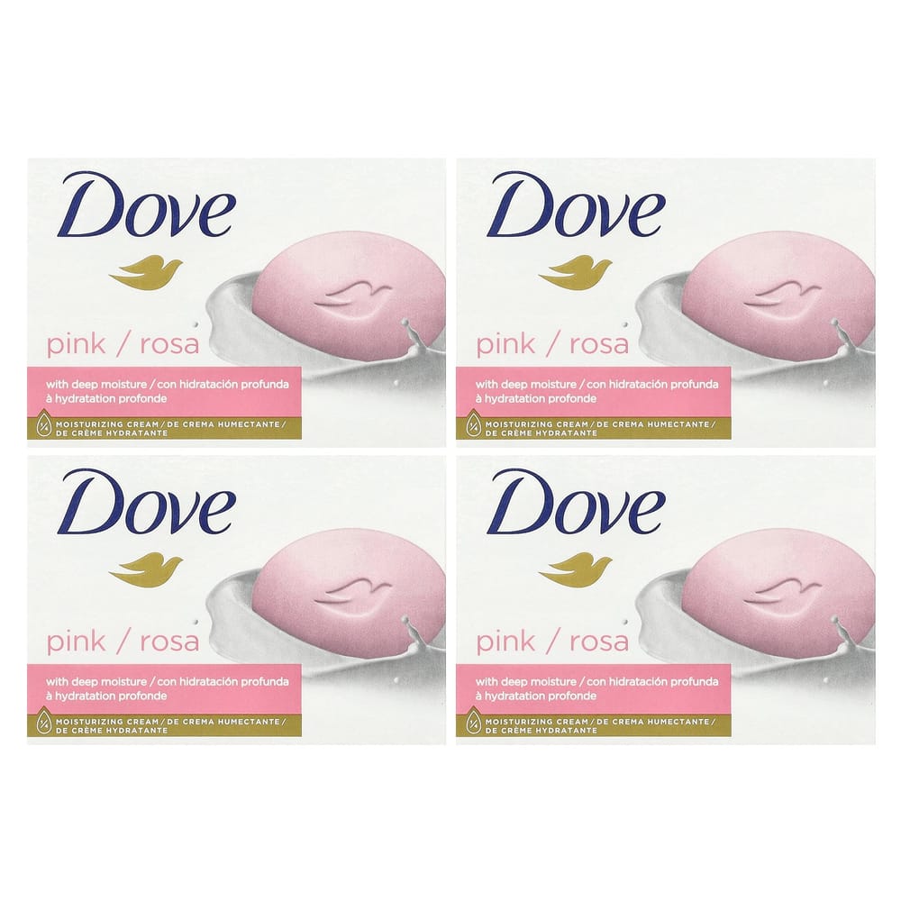 Dove Deep Moisture Beauty Bar Soap, Pink, 4-Count (106g / 3.75oz Each)