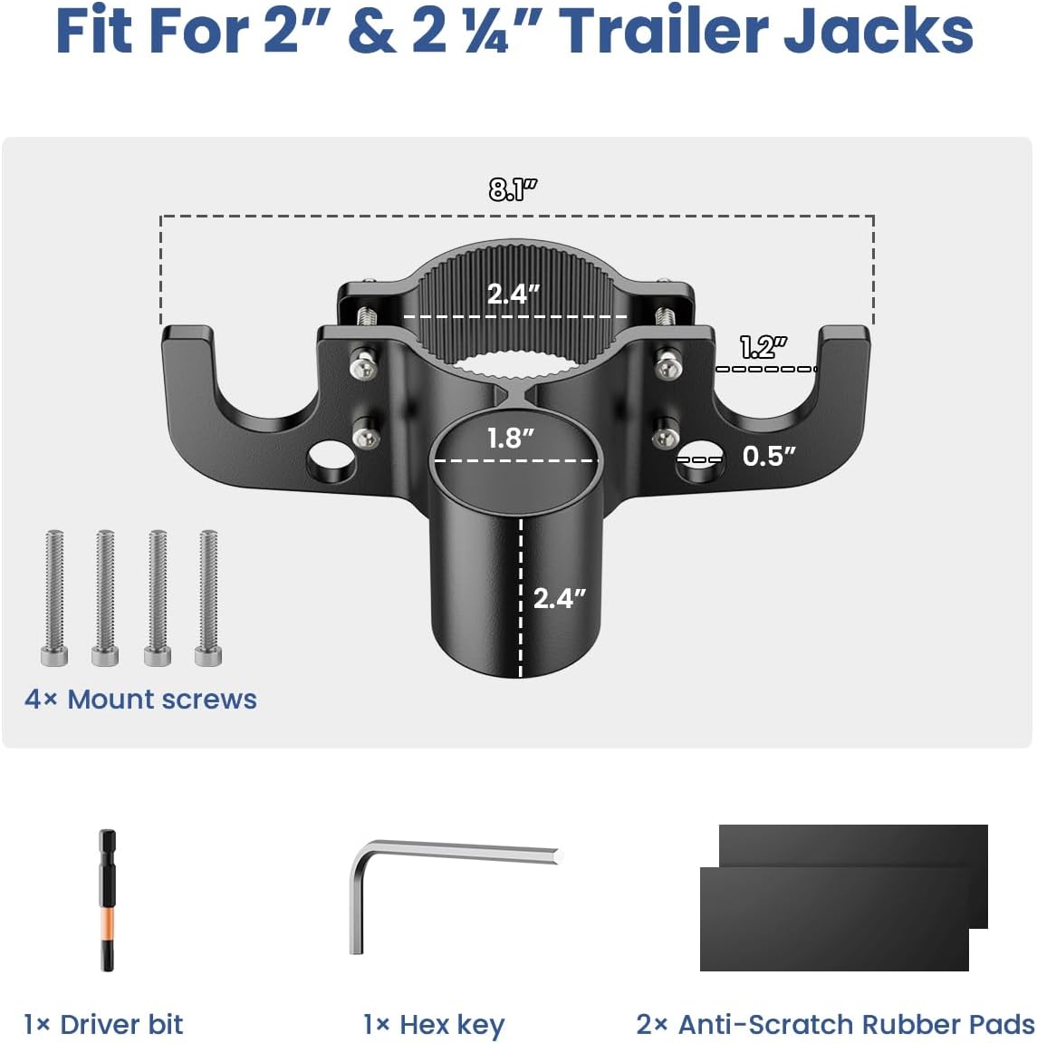 Aluminum Trailer Towing Chain Organizer with 7-Way Plug Holder- Heavy-Duty RV Tongue Jack Accessories Trailer Towing Device