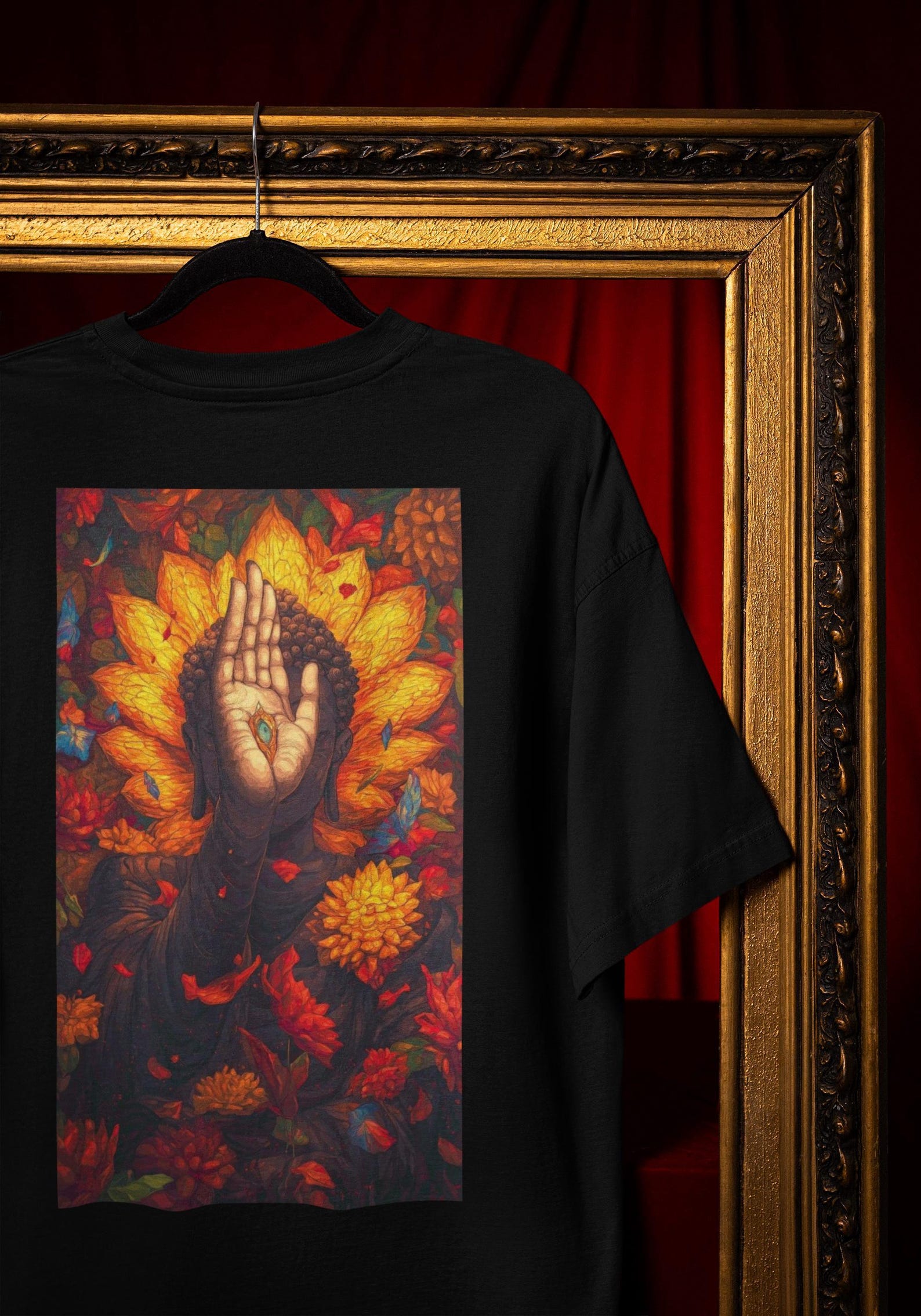 Floral Buddha T-Shirt: Lotus Mandala with Autumn Botanicals Comfort Colors® XL