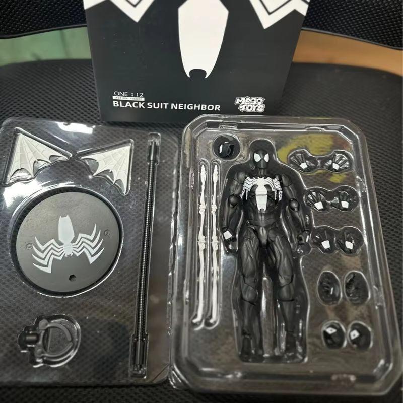 High Quality Black Suit Neighbor Symbiote Spider Man Black Venom Battle Suit Joint Movable Figurine Messtoy Model Gift